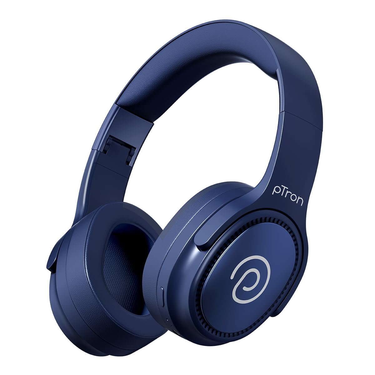 pTron Studio Pro w/ 65Hrs Playtime, Wireless Over Ear Headphones with HD Mic, Dual Device Pairing, TruTalk AI-ENC Calls, Low-Latency Game & Music, 40mm Drivers, BT5.4, Type-C Fast Charging (Navy Blue)