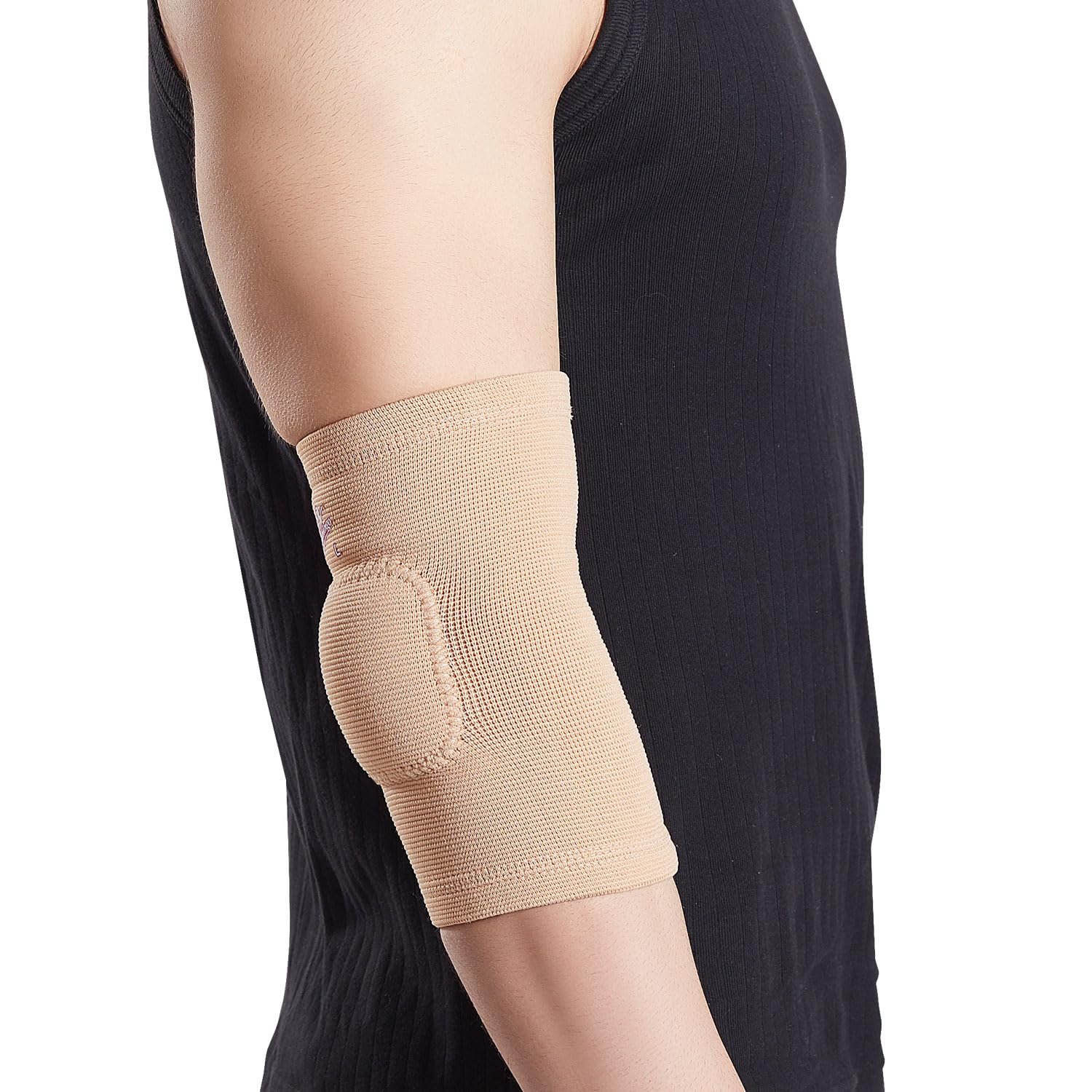 Flamingo Gel Elbow Support Brace | Elbow Sleeves Arm Brace For Sports, Gym, Joint Pain, Tendonitis And Weightlifting | Elbow Sleeves Band For Pain Relief | Beige | Small |