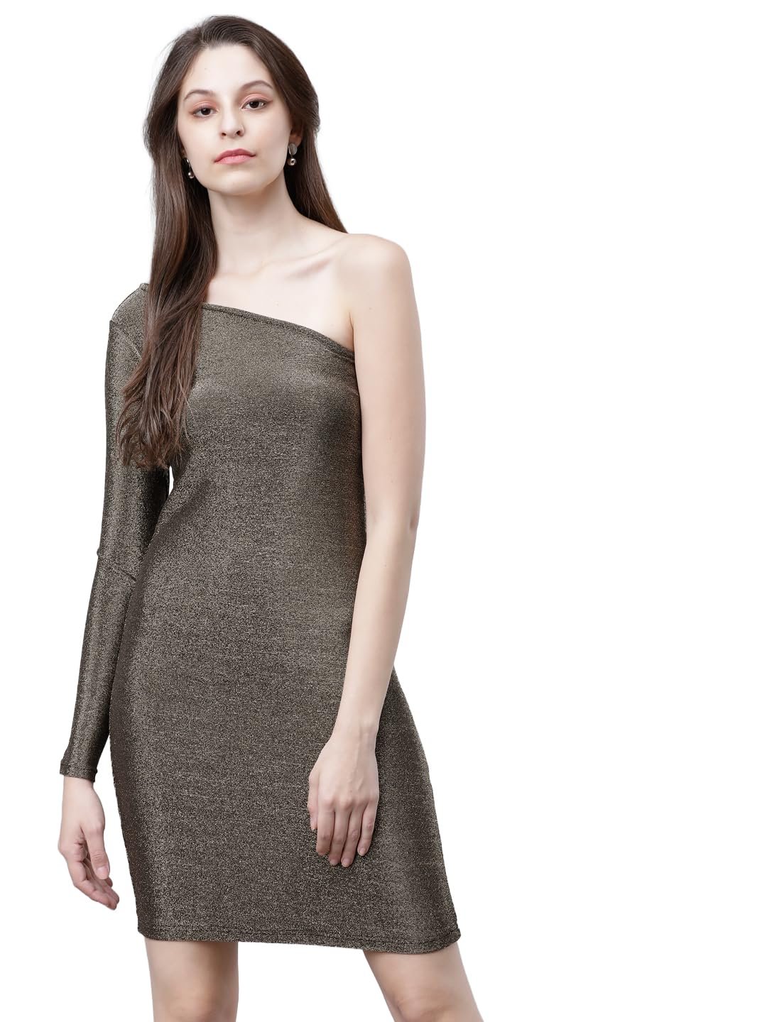 Tokyo Talkies Women's Long Sleeves Off-Shoulder Solid Dresses | Stylish Dresses | Party Dresses
