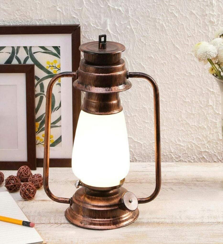 tu casa Milky Glass Shade with Copper Metal-Iron Base Table Lantern Lamp | Elegant Bedside & Desk Lamp for Bedroom, Living Room, Office, Home Décor & Gifting (Height : 12.5 Inch/No Blub Included)