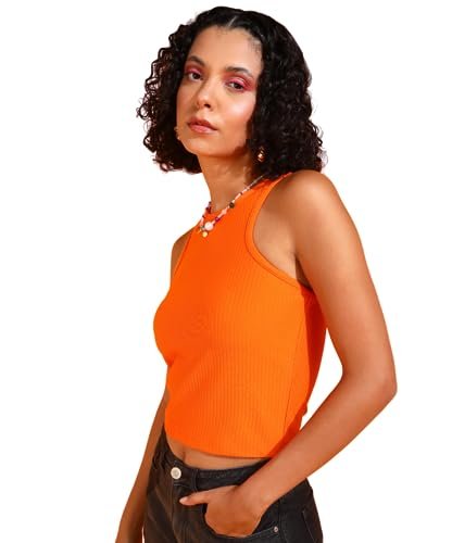 POPWINGS Women Casual Green Rib Tank Crop Top Tops for Women | Stylish Tops for Women | Trendy Tops Women