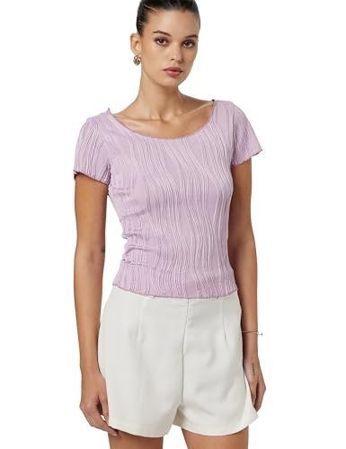 ATHENA LIFESTYLE Lavender Regular Sleeves Self Design C..