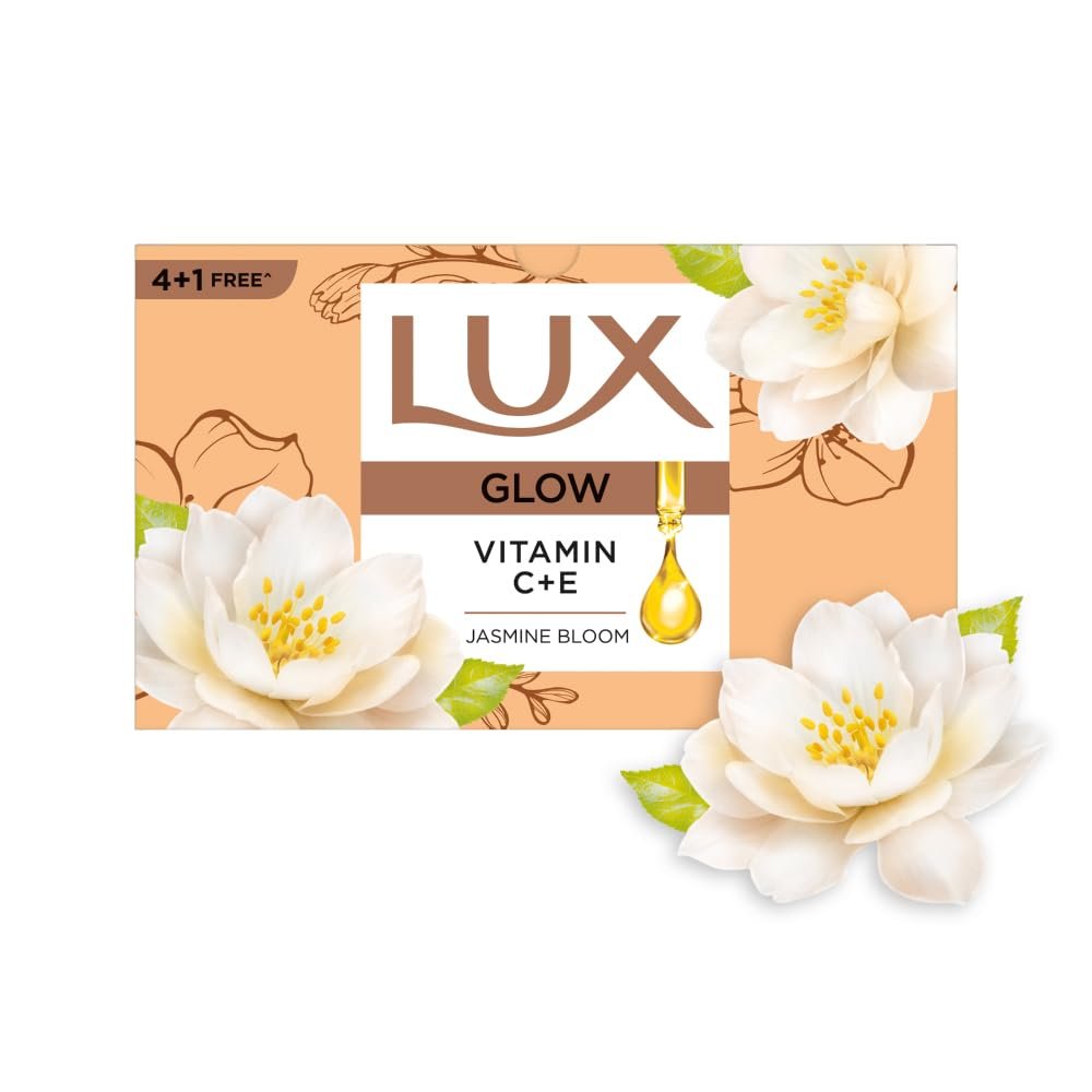 Lux Flaw-less Glow Bathing Soap infused with Vitamin C & E |For Superior Glow|Buy 4 Get 1 Free|150g