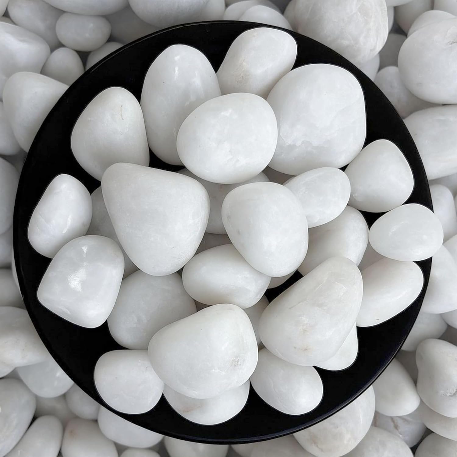 Foodie Puppies Polished White Pebbles Glossy Stones - (Large, 2Kg) (3cm - 5cm) | for Home Decorative, Vase Fillers, Aquarium Fish Tank, Garden River Rock Unplanted Substrate