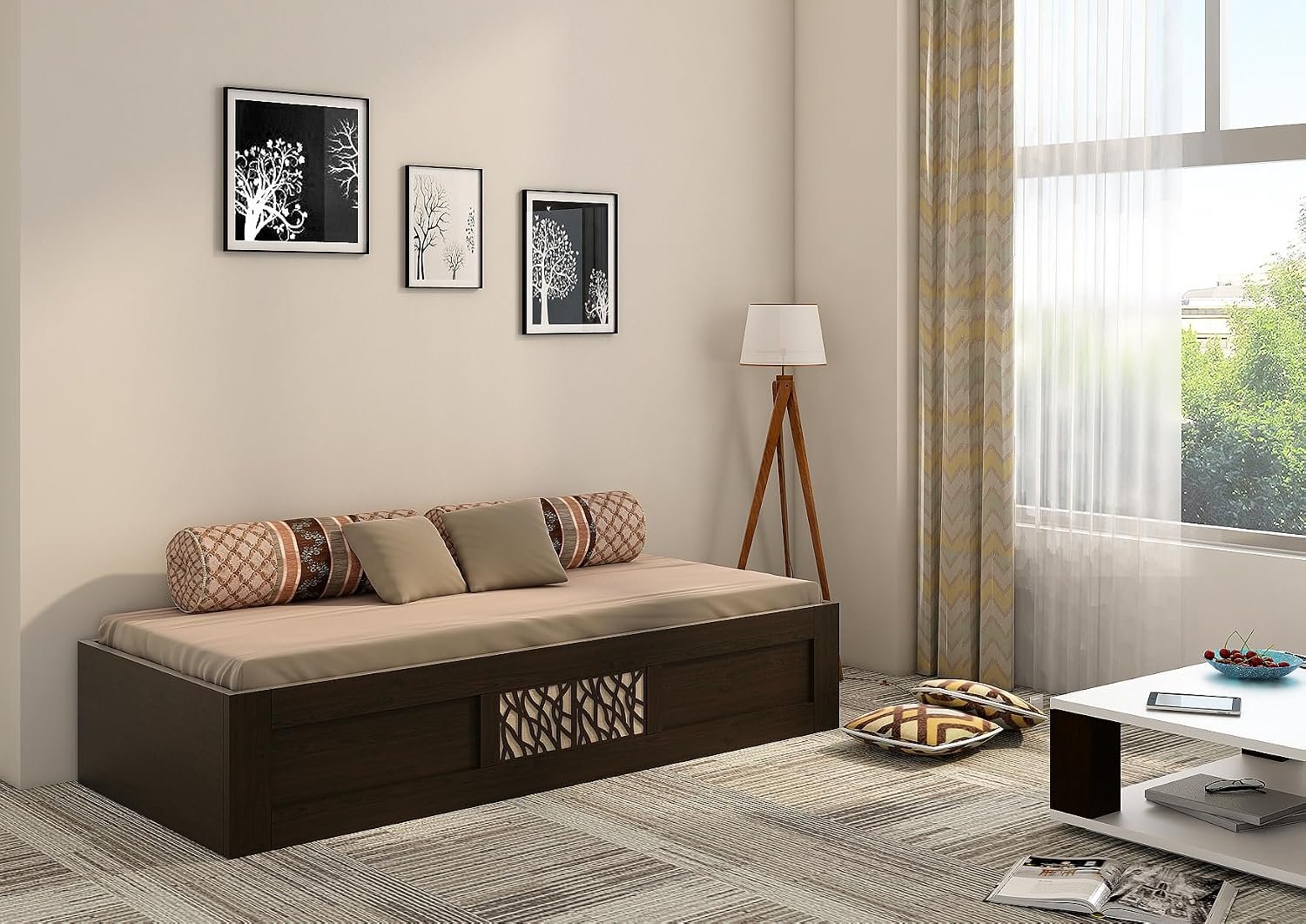 Spacewood Elegant Bed | Day Bed (72 X 30) Engineered Wood Bed | 3 Year Warranty | Modern Design | Vermount