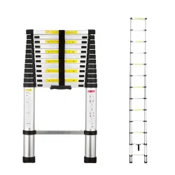 Amazon Basics 3.8 m (12.46 ft) Compact Aluminum Telescopic Ladder | 13-Step Foldable Ladder | Multipurpose Use for Home & Outdoor Tasks