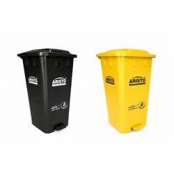 ARISTO Plastic Pedal Garbage Waste Dustbin 70 LTR BLACK/YELLOW