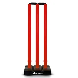 Boldfit Cricket Stumps with Stand Cricket Kit Plastic Wickets for Cricket Standard Wickets for Cricket Ground, Match, Tournament Stump with Stand & Bails