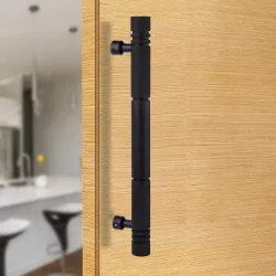 BonKaso 341 Aluminum Premium Classic Push Pull Door Handle for Glass & Wooden Door - Black (Set of 1, 12 Inch)