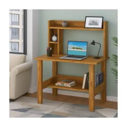 Callas ST-40 Wooden Study Table with Hutch & Bottom Storage – Multi-Purpose Office Desk for Laptop, Computer, Writing & Study – Durable Engineered Wood Workstation for Home & Office (Walnut, ST-40)