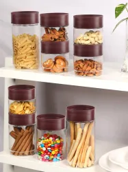 Cello Maroon Set of 9 Modustack Leak Proof Plastic Containers- 500ml, 750ml, 1L