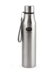 Cello Silver-Toned Single Stainless Steel Typography Single Wall Vacuum Water Bottle