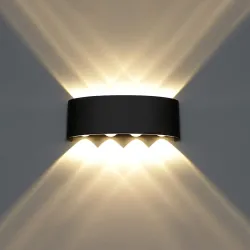 FILLISKA Aluminium LED Indoor/Outdoor Up Down Wall Light Warm White, IP-65 Waterproof & Shockproof Body(2 Year Warranty) (MattBlack 4up + 4down)