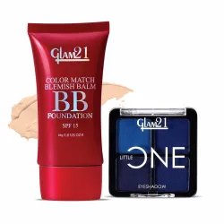 Glam21 Little One 4-in-1 Eyeshadow Palette- Wild Out & Color Match BB Foundation SPF15-Light Natural-46gm |Pigmented, Long-Lasting Eyeshadows |Non-Cakey BB Cream, Blemish-Free Glow |Combo Pack Of 2
