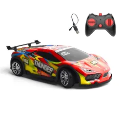 L.O.T TOYS Thunder Remote Control Car Toy | 15Kmph, 2.4Ghz | RC Car, Remote Cars for Boys 7-14 Years, Birthday Gift for Kids, PVC Shell, High-Speed Racing Car, Remote Control with LED Lights (Red)