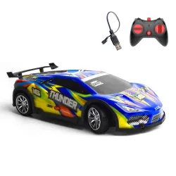 L.O.T TOYS Thunder Remote Control Car Toy | 15Kmph, 2.4Ghz | Remote Cars for Boys 7-14 Years, RC Cars, Birthday Gift for Kids, Valentine Gift, PVC Shell, High-Speed Racing Car with LED Lights (Blue)