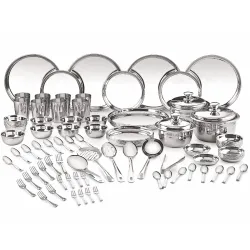 Neelam Stainless Steel Dinner Set, 24 Gauge Premium Quality 101 Pcs, Dishwasher Safe, Ideal Gifting Dinner Set for Anniversary, Wedding, Housewarming Party, Perfect for Serving 8 People, Silver