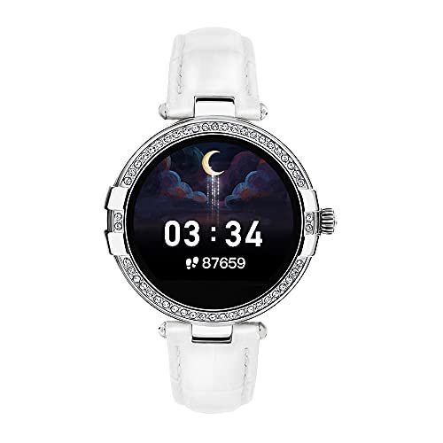 French Connection R8 series Women smartwatch (40 MM dial) with Full Touch HD screen, Metal case, Leather strap, continues Heart rate & Blood pressure monitoring, temperature monitor and IP68 waterproof
