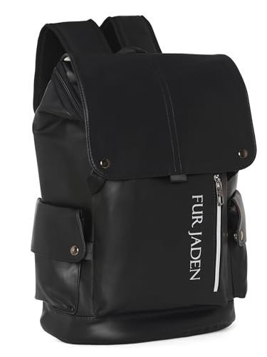 FUR JADEN Vegan Leather Stylish Casual Laptop Backpack For Men Women College Office Professionals