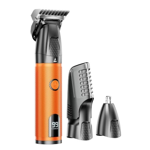 boAt Slazer K100+ Full Body Trimmer for Men, 200 Min Run-Time, Stainless Steel + Ceramic, IPX6, Beard, Body, Nose, Type C, MultiGroomer, Battery Display & Travel Lock, All-in-one (Ninja Black)
