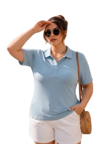 MAYKR Women’s Collared Button Neck Crop Top – Half Button Polo T-Shirt, Fitted Short Sleeve Casual Wear for Summer (Color May Vary According to Stock)