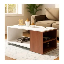 Royaloak Ivory Coffee Table | Engineered Wood | Melamine Finish | Bottom Shelf | Dual Color | Modern Design | Wooden Coffee Table