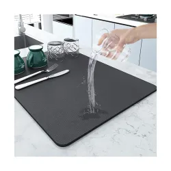 Rylan Dish Drying Mat for Kitchen | Pro Drying Placemat for Utensils | Water Absorbent Mat (40 x 45 Cm)
