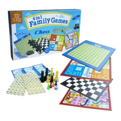 Toy Cloud 4 in 1 Family Games, Strategy Board Games Tambola, Chess, Ludo and Snakes & Ladders Educational Family Games