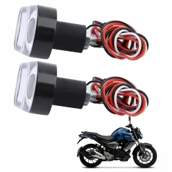 Turn Signal Light “7/8” 22mm handle Grip Bar running LED Light Handle Bar (Blue + White) Dual Light Blinking Waterproof For Yamaha FZ-S 3.0 (Pack of 2)