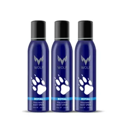 Wolf Royal Pack of 3 - No Gas Perfumed Bodyspray for Men- 120 ml*3